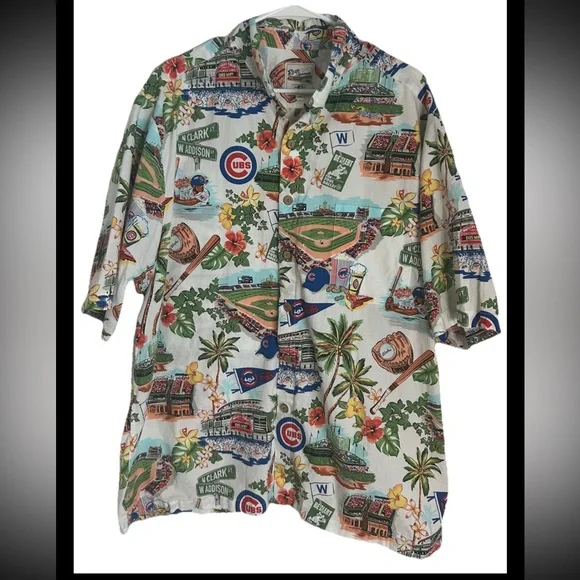 Reyn Spooner Chicago Cubs Hawaiian Shirt Men XXL All Over Print MLB Aloha (0313) - Picture 1 of 6